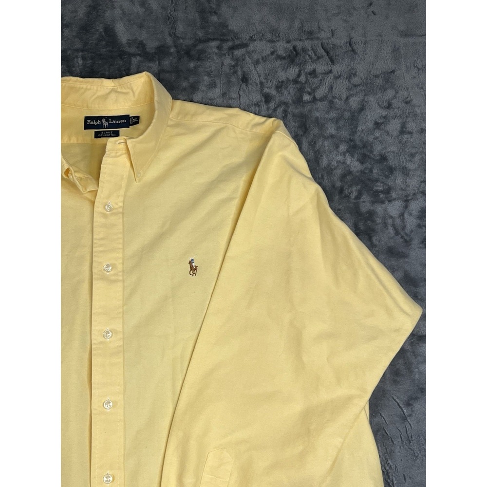Ralph Lauren Blake XL Yellow Solid Cotton Long Sleeve Button-Down Preppy Shirt - Picture 5 of 16